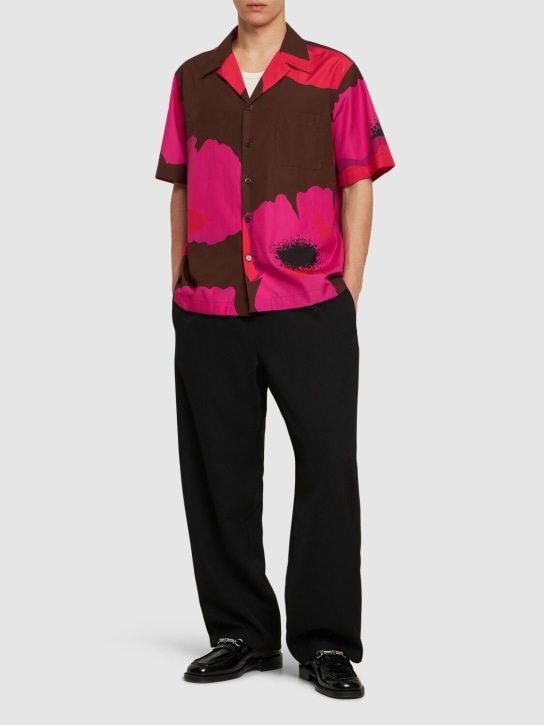 Valentino: Kurzärmliges Hemd aus Baumwolle - Tabacco/Pink - men_1 | Luisa Via Roma