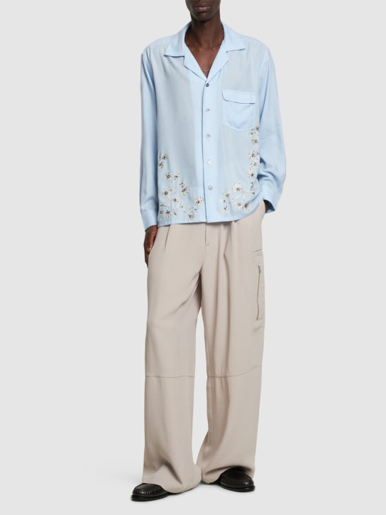 Baziszt: Flower cotton & rayon shirt - Açık Mavi - men_1 | Luisa Via Roma