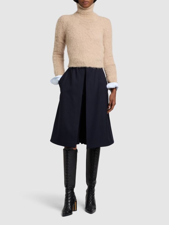 AMI Paris: Brushed mohair blend turtleneck sweater - Beige - women_1 | Luisa Via Roma