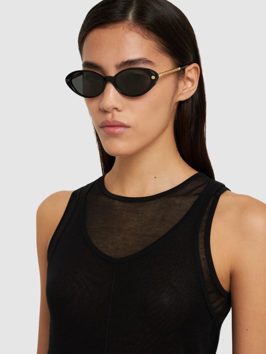 Versace: Round acetate sunglasses - Altın/Siyah - women_1 | Luisa Via Roma