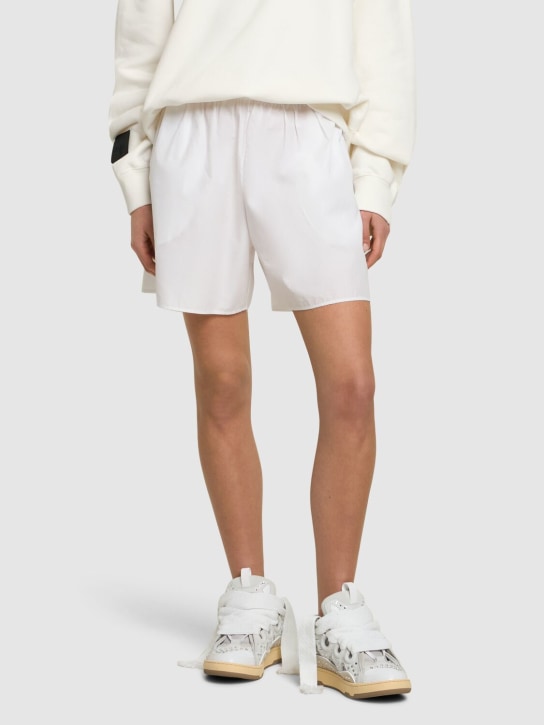 Lanvin: Curb embellished leather sneakers - Ivory - women_1 | Luisa Via Roma