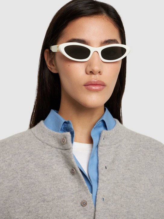 Miu Miu: Cat-eye acetate sunglasses - White/Grey - women_1 | Luisa Via Roma