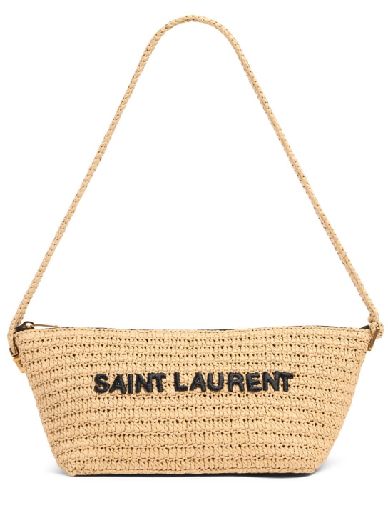 Saint Laurent: Tuc raffia effect crossbody bag - Doğal - men_0 | Luisa Via Roma