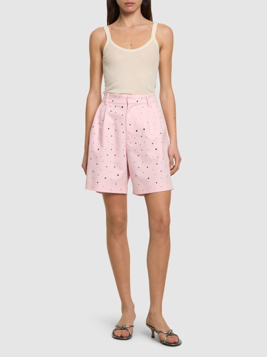 Giuseppe Di Morabito: Embellished cotton blend shorts - 핑크 - women_1 | Luisa Via Roma