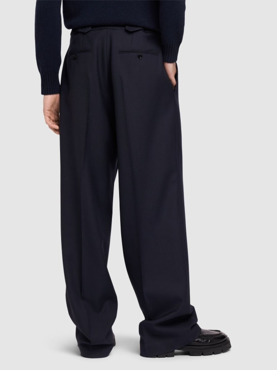 AMI Paris: Oversized wool gabardine pants - Navy - men_2 | Luisa Via Roma