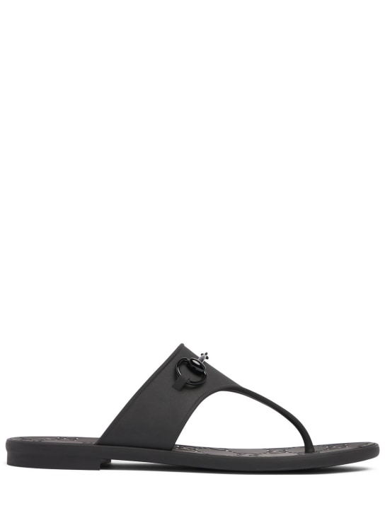 Gucci: 10mm Minorca rubber thong sandals - Siyah - women_0 | Luisa Via Roma