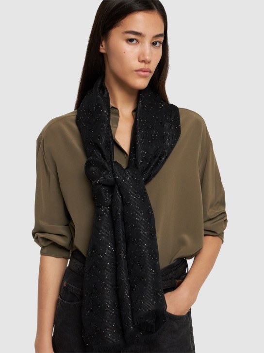 Missoni: Embellished viscose blend scarf - Black - women_1 | Luisa Via Roma