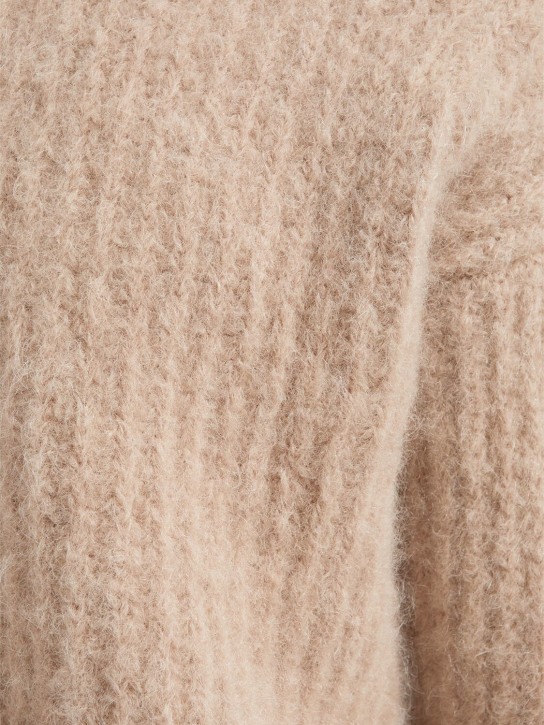 AMI Paris: Ribbed mohair blend crewneck sweater - Beige - men_4 | Luisa Via Roma
