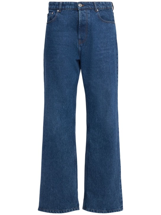 AMI Paris: Jeans oversize in denim di cotone - Used Blue - men_0 | Luisa Via Roma