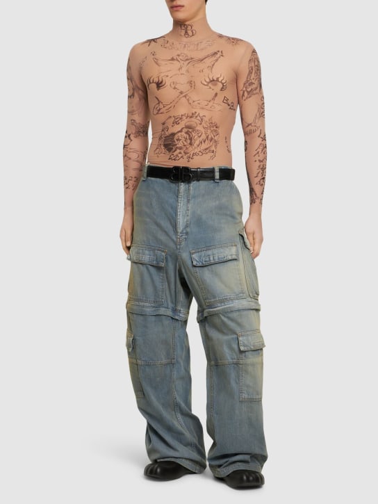 Balenciaga: Denim cargo jeans - Ring Blue Denim - men_1 | Luisa Via Roma