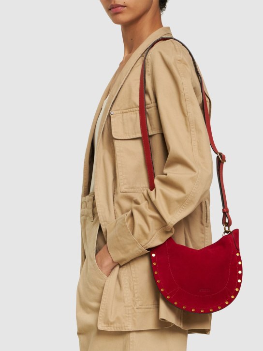 Isabel Marant: Mini Moon soft suede shoulder bag - Scarlet - women_1 | Luisa Via Roma