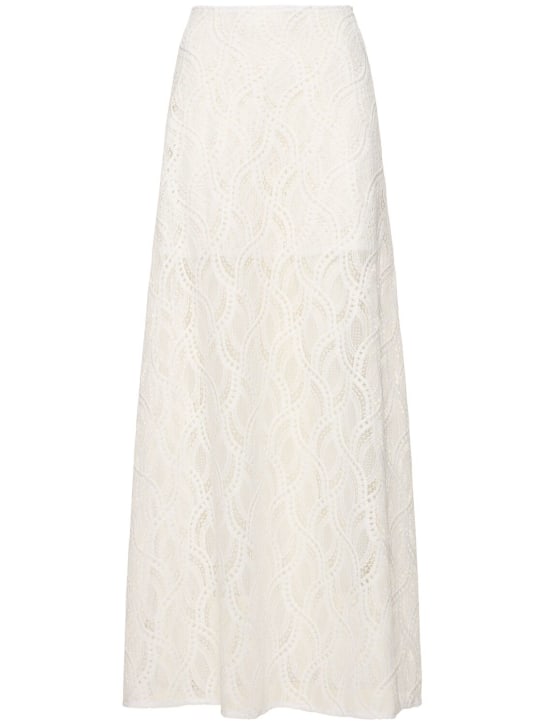 Ermanno Scervino: Embroidered lace high-rise long skirt - Beyaz - women_0 | Luisa Via Roma