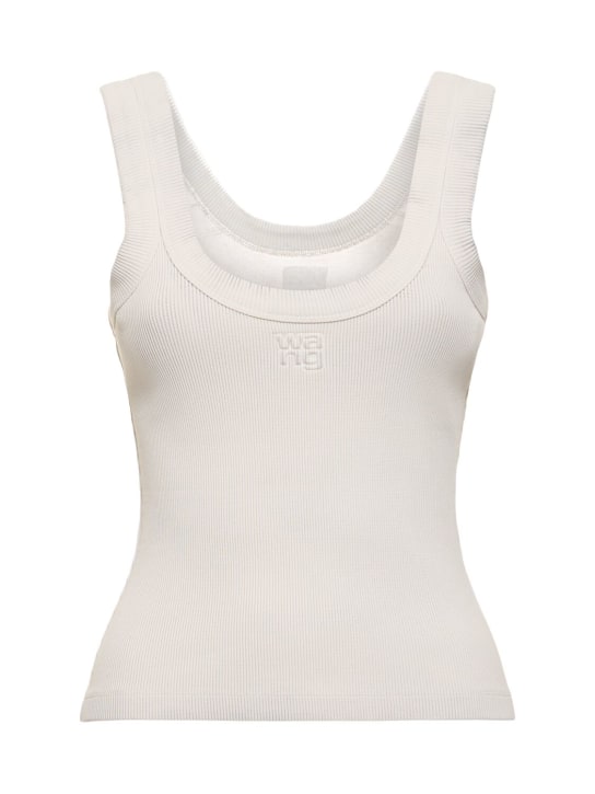 Alexander Wang: Cotton tank top w/embossed logo - Grey - women_0 | Luisa Via Roma