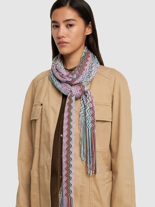 Missoni: Viscose blend lurex fringed scarf - Renkli - women_1 | Luisa Via Roma
