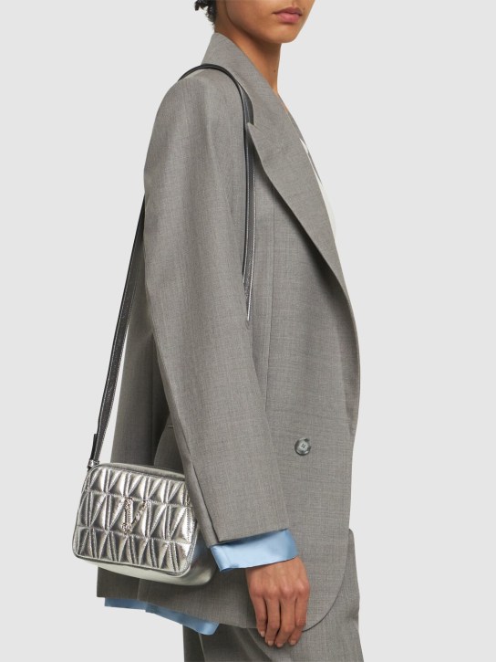 Versace: Mini leather shoulder bag - Silver - women_1 | Luisa Via Roma