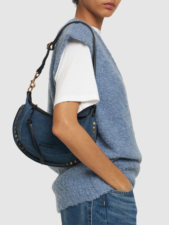 Isabel Marant: Oskan Moon cotton shoulder bag - Koyu Mavi - women_1 | Luisa Via Roma