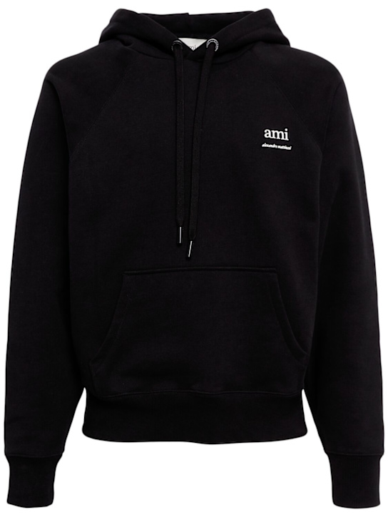 AMI Paris: Logo print boxy cotton blend hoodie - men_0 | Luisa Via Roma