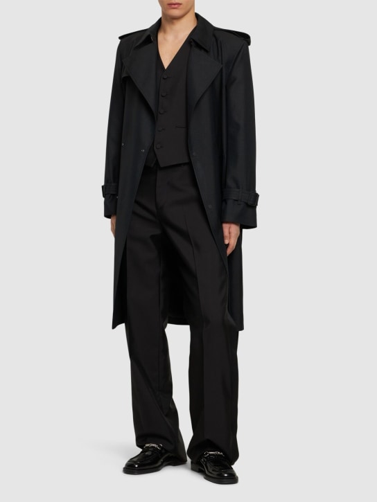 Burberry: Pantalon de costume en laine et soie - Noir - men_1 | Luisa Via Roma