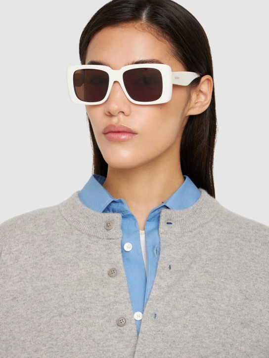 Max Mara: Eckige Sonnenbrille aus Acetat "Glimpse3" - Weiß/Braun - women_1 | Luisa Via Roma