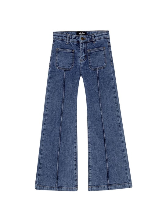 Molo: Cotton stretch denim pants - Blue - kids-girls_0 | Luisa Via Roma