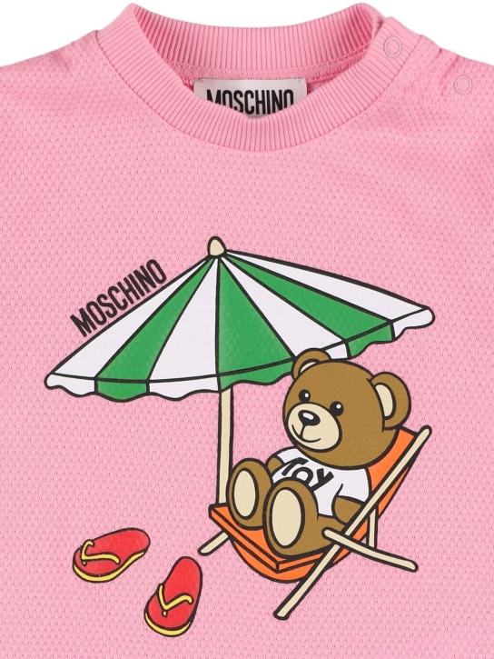 Moschino: 棉质平纹针织连体衣 - 粉色 - kids-girls_1 | Luisa Via Roma
