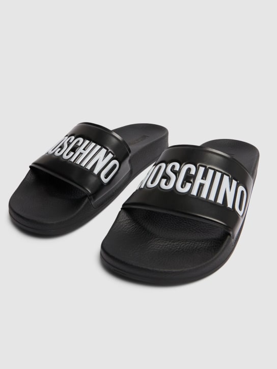 Moschino: Teddy 러버 슬라이드 샌들 - 블랙 - men_1 | Luisa Via Roma