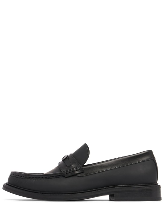 Moschino: College leather loafers - Black - men_0 | Luisa Via Roma
