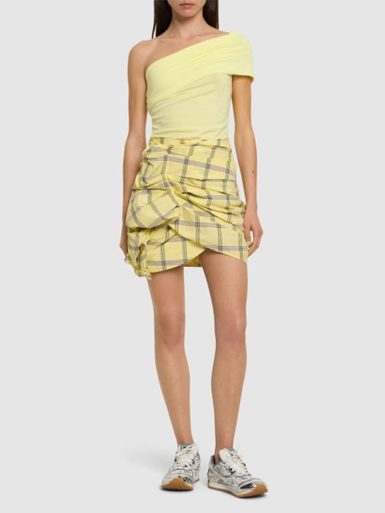 MSGM: Crispy ruffled check poplin mini skirt - Yellow - women_1 | Luisa Via Roma