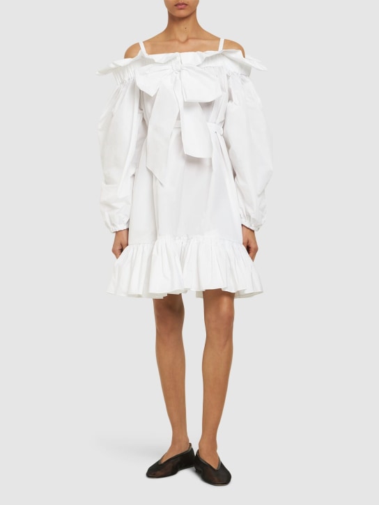 Patou: Faille volume mini dress w/bow - White - women_1 | Luisa Via Roma