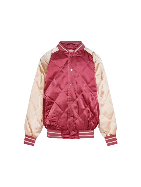 Molo: Veste bomber en tissu technique matelassé brodé - Dark Pink/Multi - kids-girls_0 | Luisa Via Roma