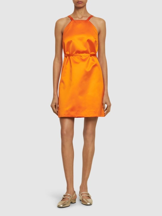 Patou: Satin duchesse halter neck mini dress - Orange - women_1 | Luisa Via Roma