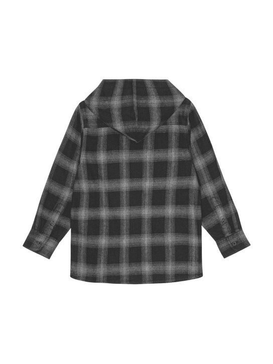 Molo: Check print cotton hooded shirt - kids-boys_1 | Luisa Via Roma