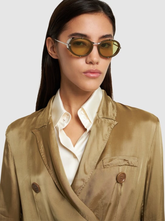 Max Mara: Selma round metal sunglasses - Shiny Green - women_1 | Luisa Via Roma