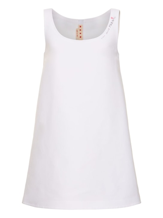 Marni: Cotton cady logo mini dress - White - women_0 | Luisa Via Roma