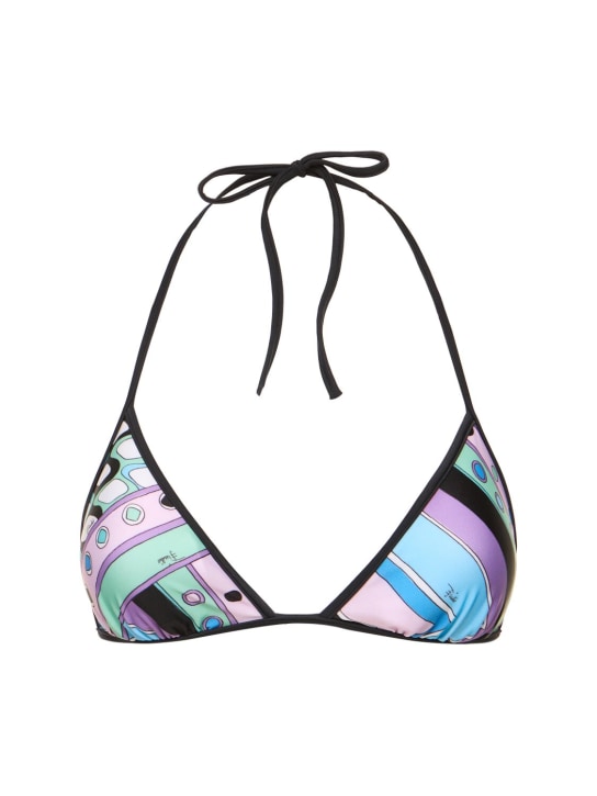 Pucci: Top bikini a triangolo - Blu/Bianco - women_0 | Luisa Via Roma