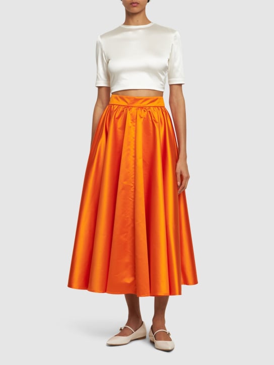Patou: Pleated satin duchesse long skirt - Orange - women_1 | Luisa Via Roma