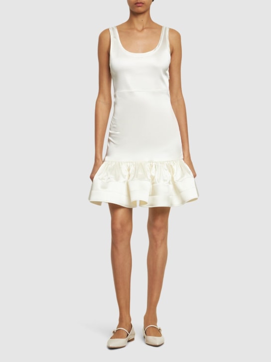 Patou: Ruffled stretch satin mini dress - White - women_1 | Luisa Via Roma