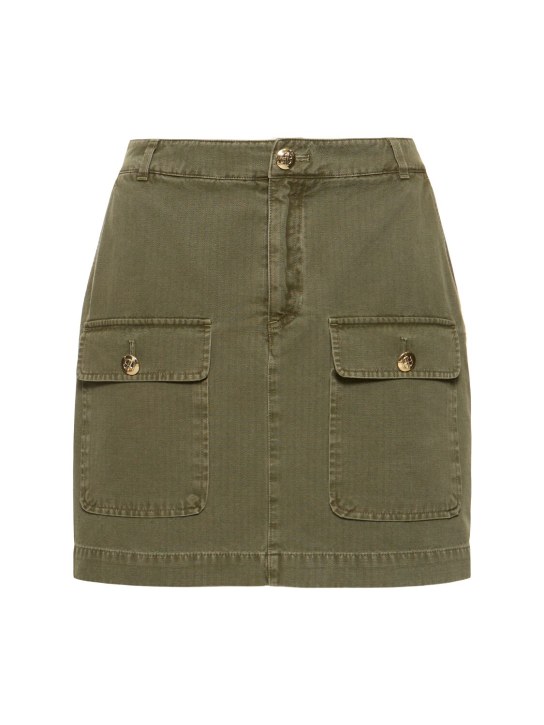 ANINE BING: Aliza cotton mini skirt - Army Green - women_0 | Luisa Via Roma