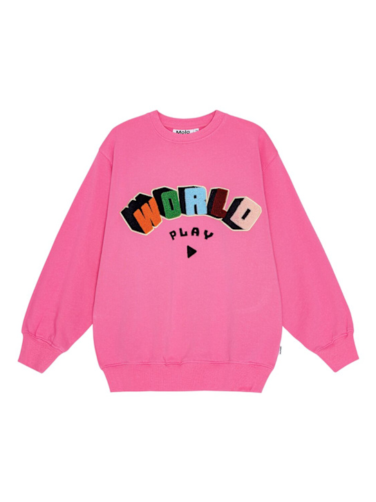 Molo: Organic cotton sweatshirt - Pink - kids-girls_0 | Luisa Via Roma