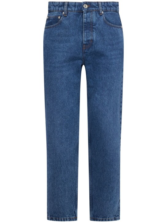 AMI Paris: Tapered cotton denim jeans - Used Blue - men_0 | Luisa Via Roma
