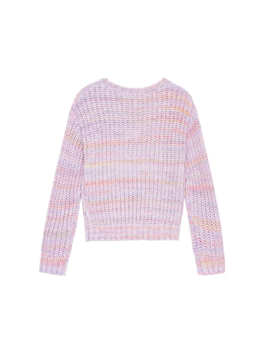 Molo: Cotton blend knit sweater - Pink/Multi - kids-girls_1 | Luisa Via Roma