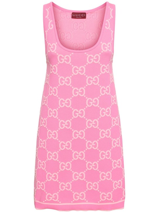 Gucci: GG cotton jacquard dress - Pink - women_0 | Luisa Via Roma