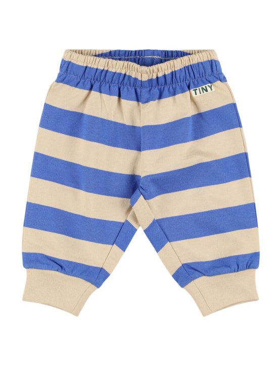 Tiny Cottons: Pantalones deportivos de algodón orgánico - Azul/Beige - kids-boys_0 | Luisa Via Roma