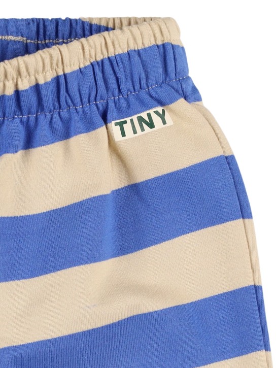 Tiny Cottons: Pantalon en coton biologique mélangé à rayures - Bleu/Beige - kids-girls_1 | Luisa Via Roma