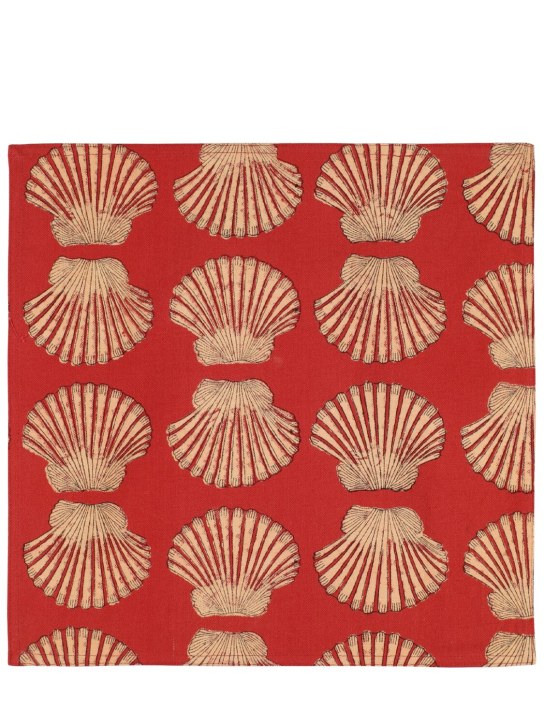 Les Ottomans: Set of 4 hand-printed cotton napkins - Fuchsia - ecraft_1 | Luisa Via Roma