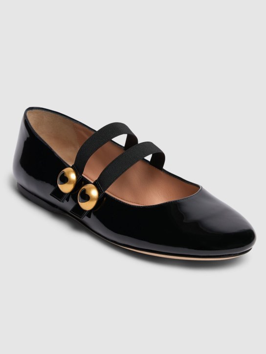 Moschino: 5mm flache Schuhe aus Lackleder - Schwarz - women_1 | Luisa Via Roma