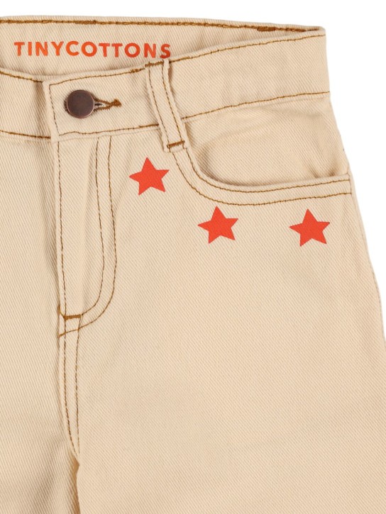 Tiny Cottons: Star print cotton denim jeans - Beige - kids-girls_1 | Luisa Via Roma