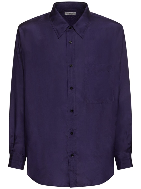 Lemaire: Loose silk twill shirt - Purple - men_0 | Luisa Via Roma