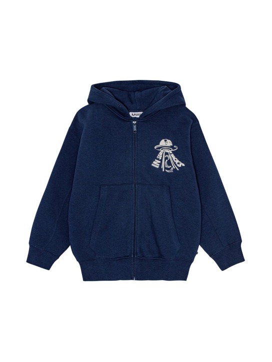 Molo: Cotton blend zip hoodie - kids-boys_0 | Luisa Via Roma