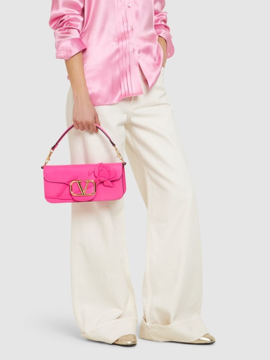 Valentino Garavani: Rose Locò leather top handle bag - Pp Pink - women_1 | Luisa Via Roma